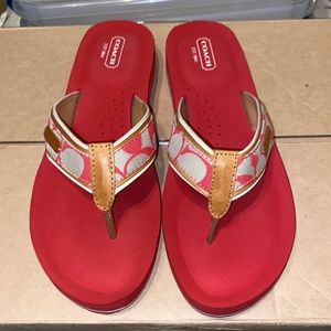 ✨BRAND NEW✨ Coach Flip Flops in Red